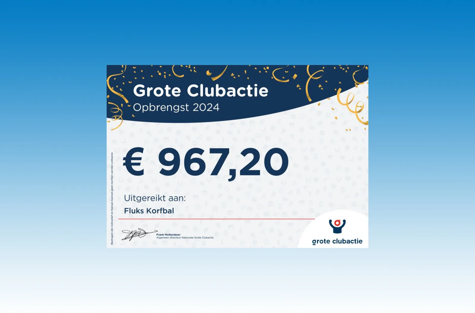 Cheque Grote Clubactie 2024